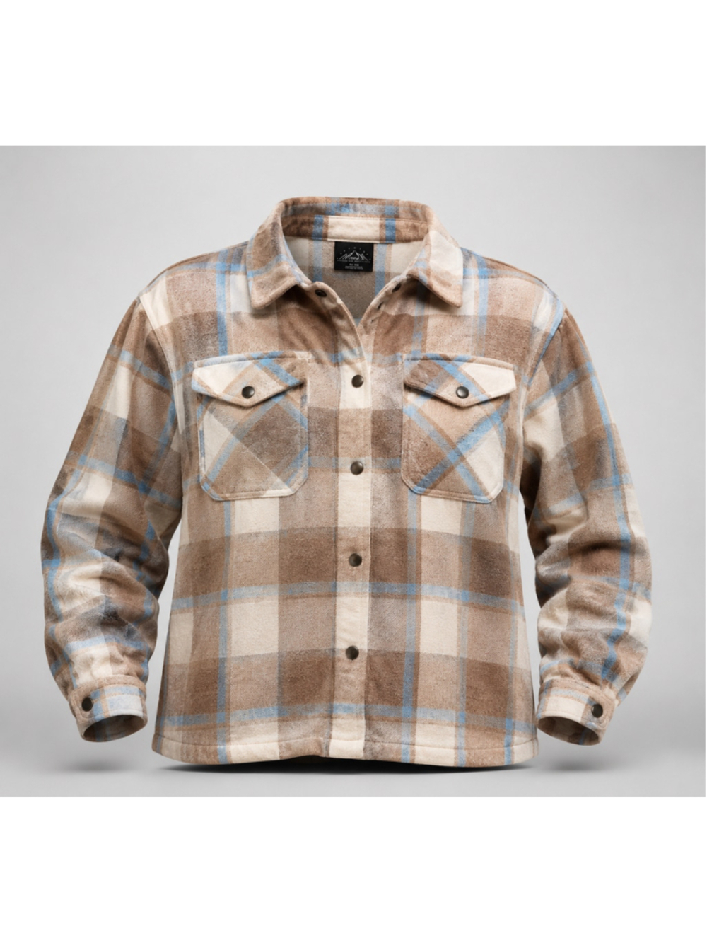 Women's HFX Plaid Fleece Utility Jacket XL Beige Blue